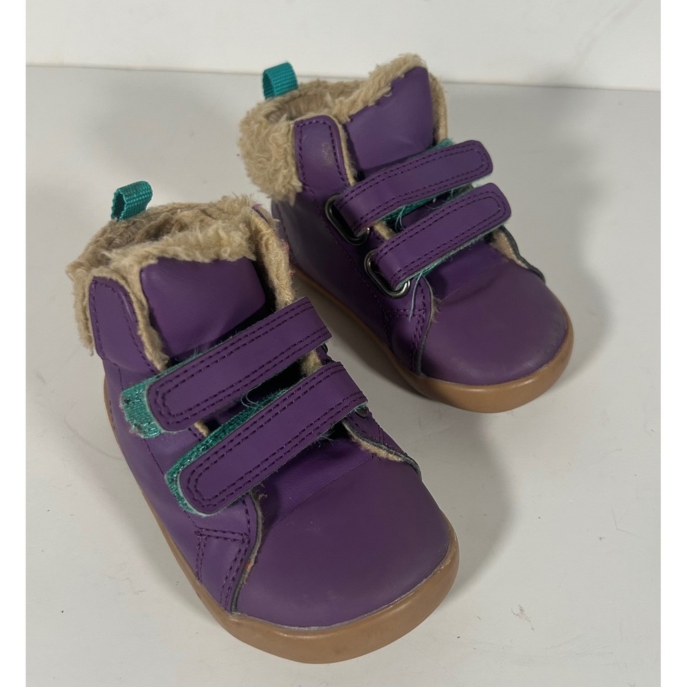 Ten Little Toddler Purple Fur Lined High Top Sneakers Size 6 Hook Loop Straps